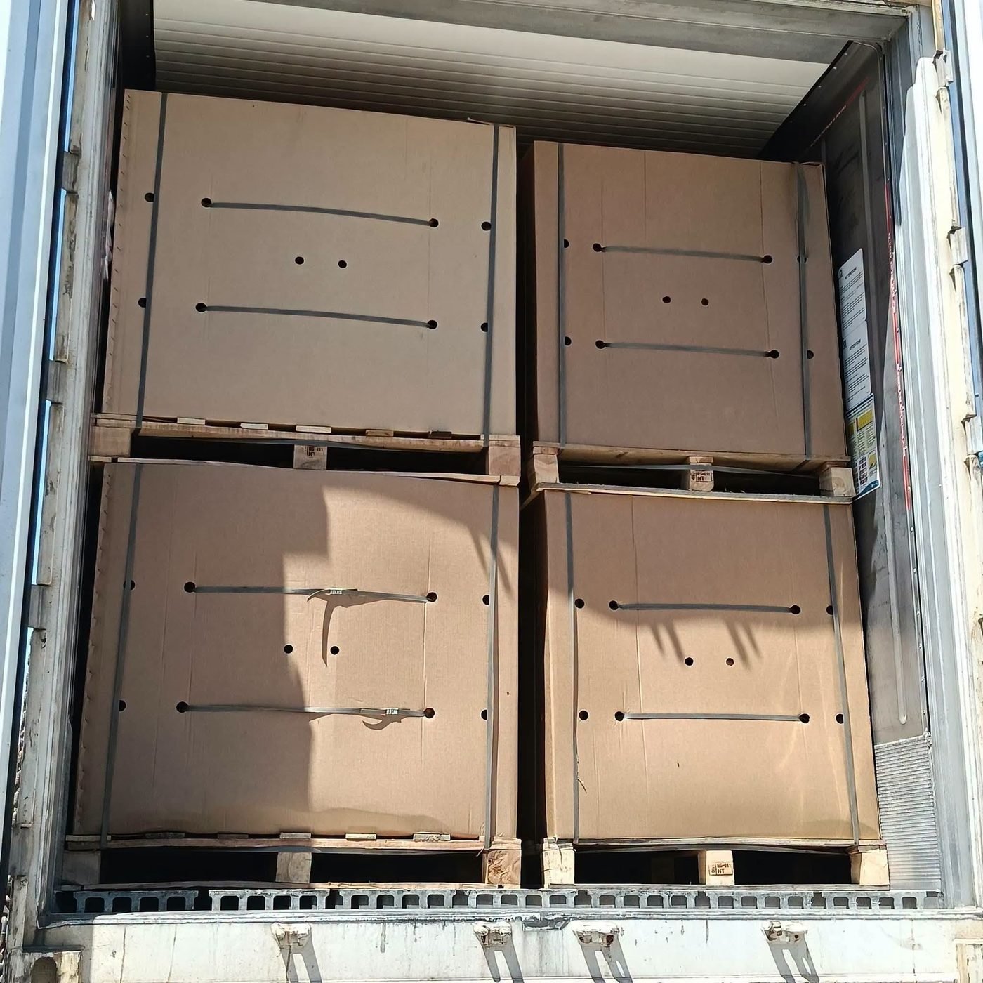 Reefer container loaded with palletised sweet potatoes